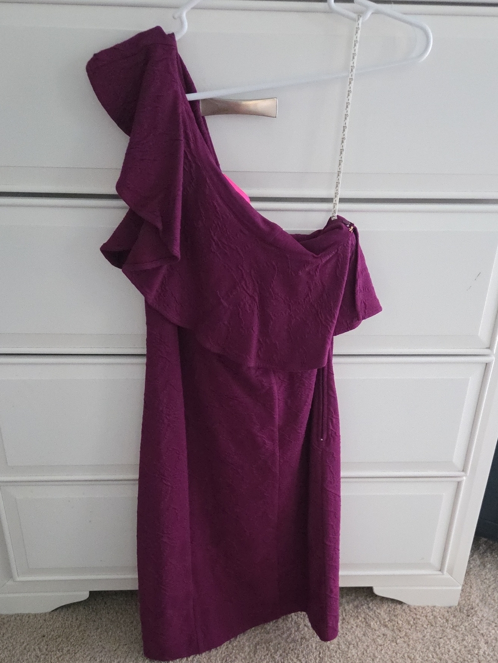 Lilly Pulitzer One-Shoulder Ruffle Dress in Deep Plum